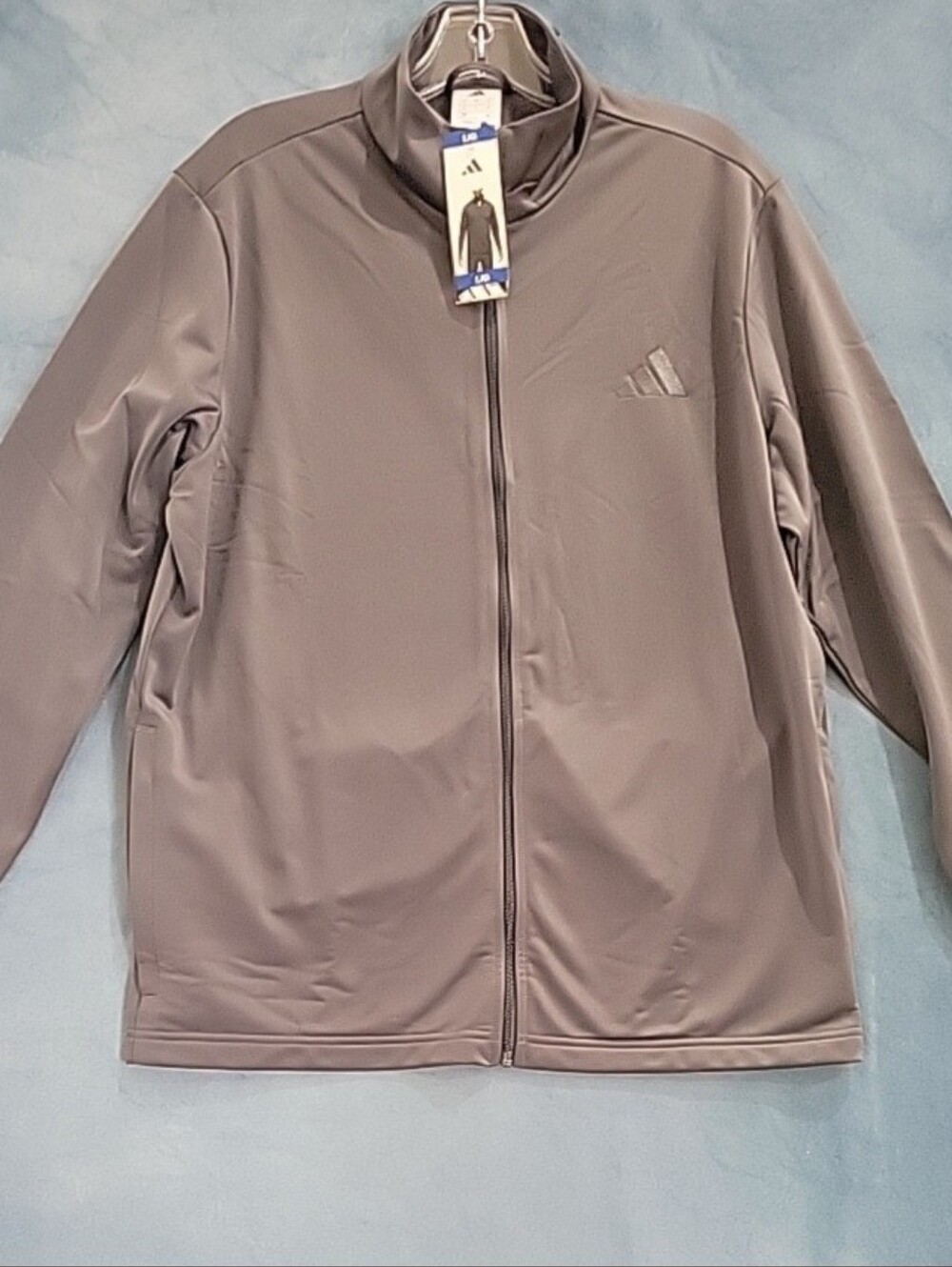 Adidas Tricot Track Jacket Men's Large Full Zip Stand Collar Gray  New NWT Dad
